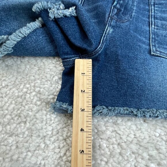Good American High Waist Frayed Denim Shorts Dark Wash Stretch Womens 6/28 - Picture 7 of 10